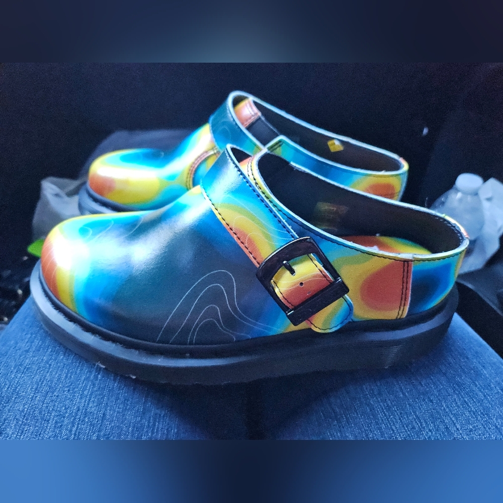 Dr Martens Isham Genix Nappa Women Size 6 Thermal Map Leather Mule Nwot
